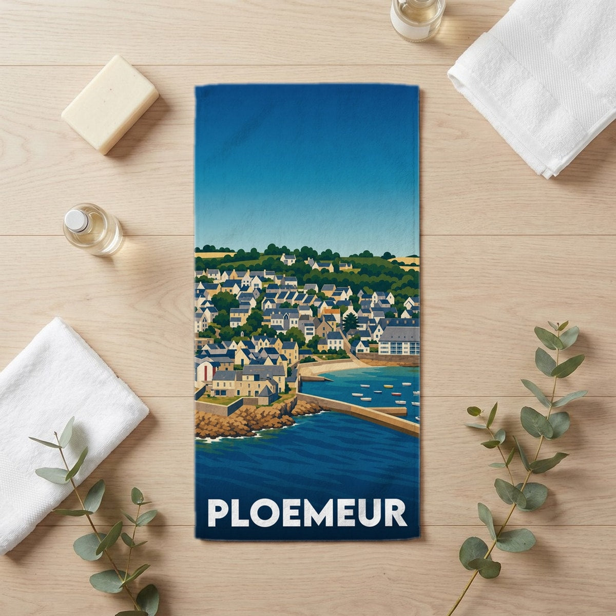 Serviette de bain 30 cm x 60 cm souvenir de Ploemeur