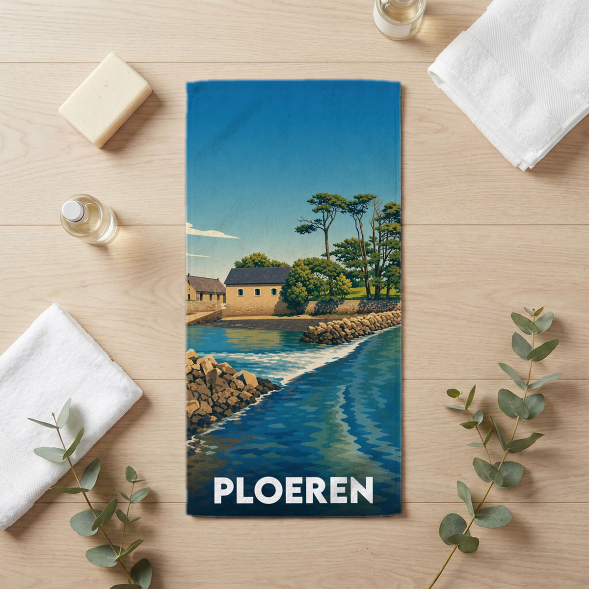 Serviette de bain 30 cm x 60 cm souvenir de Ploeren