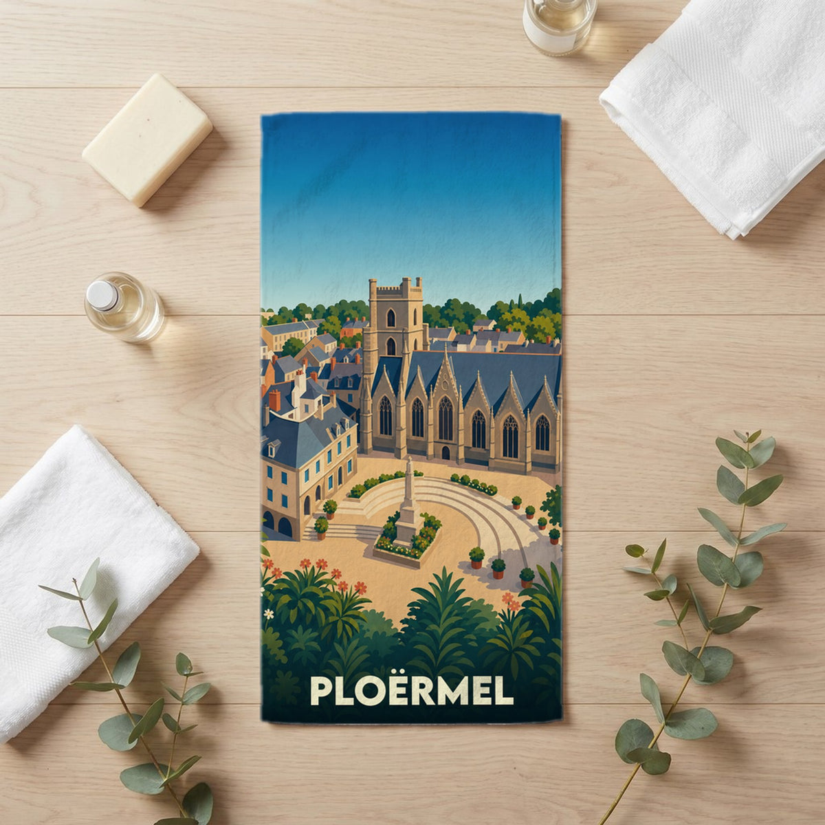 Serviette de bain 30 cm x 60 cm souvenir de Ploërmel