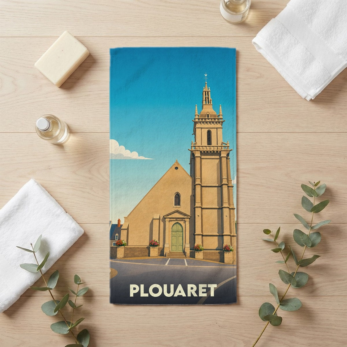 Serviette de bain 30 cm x 60 cm souvenir de Plouaret