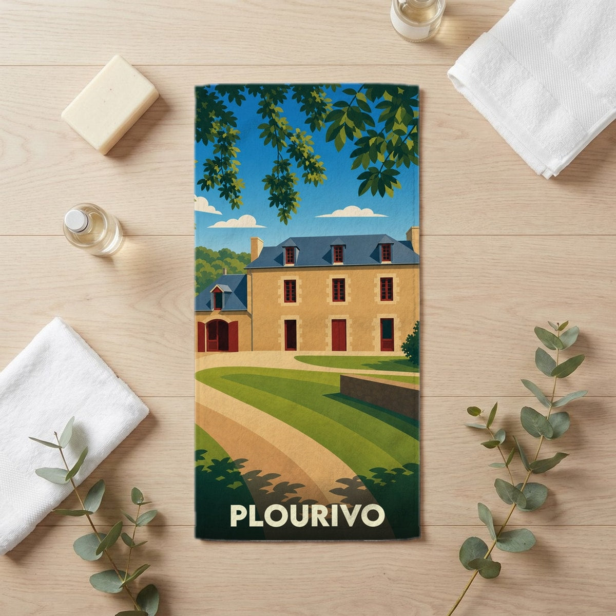 Serviette de bain 30 cm x 60 cm souvenir de Plourivo