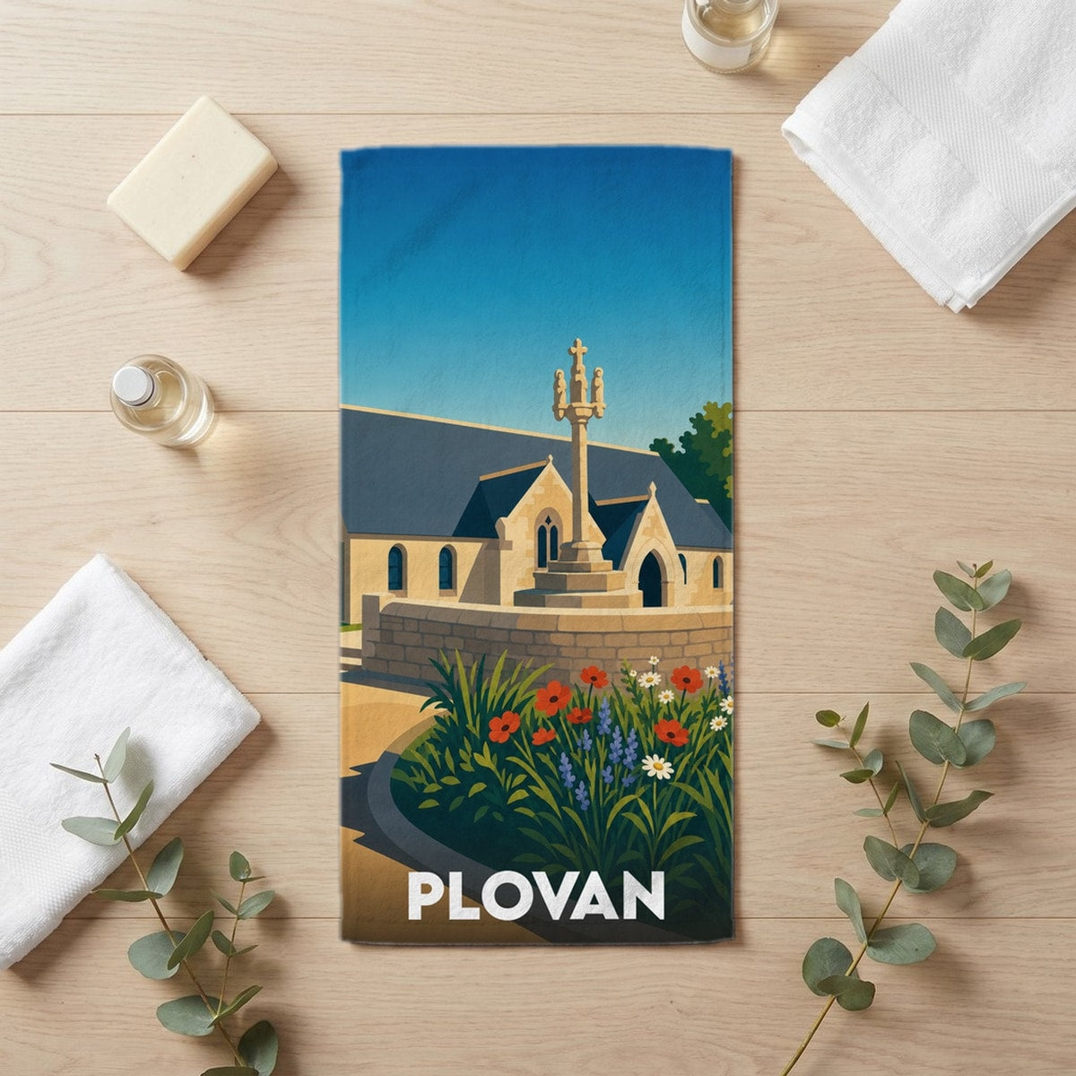 Serviette de bain 30 cm x 60 cm souvenir de Plovan