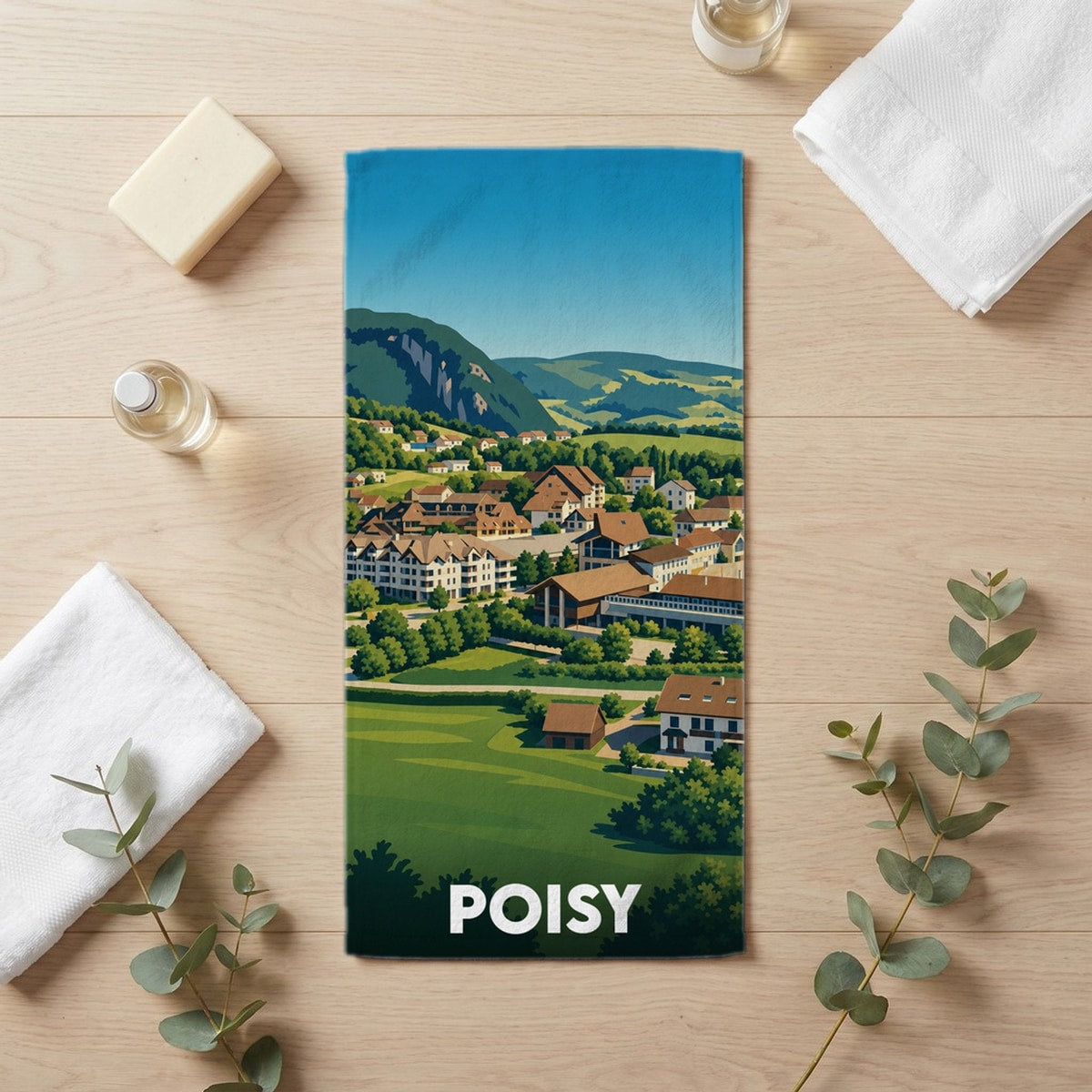 Serviette de bain 30 cm x 60 cm souvenir de Poisy