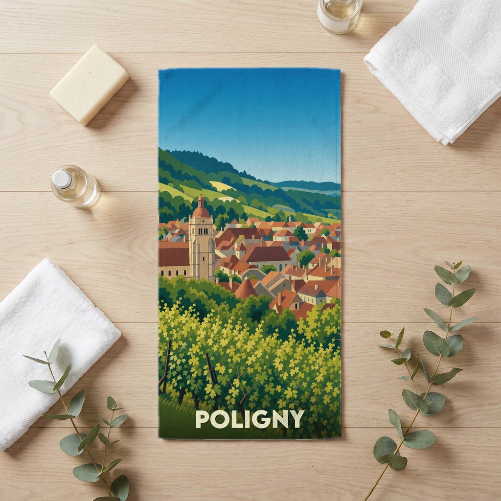 Serviette de bain 30 cm x 60 cm souvenir de Poligny