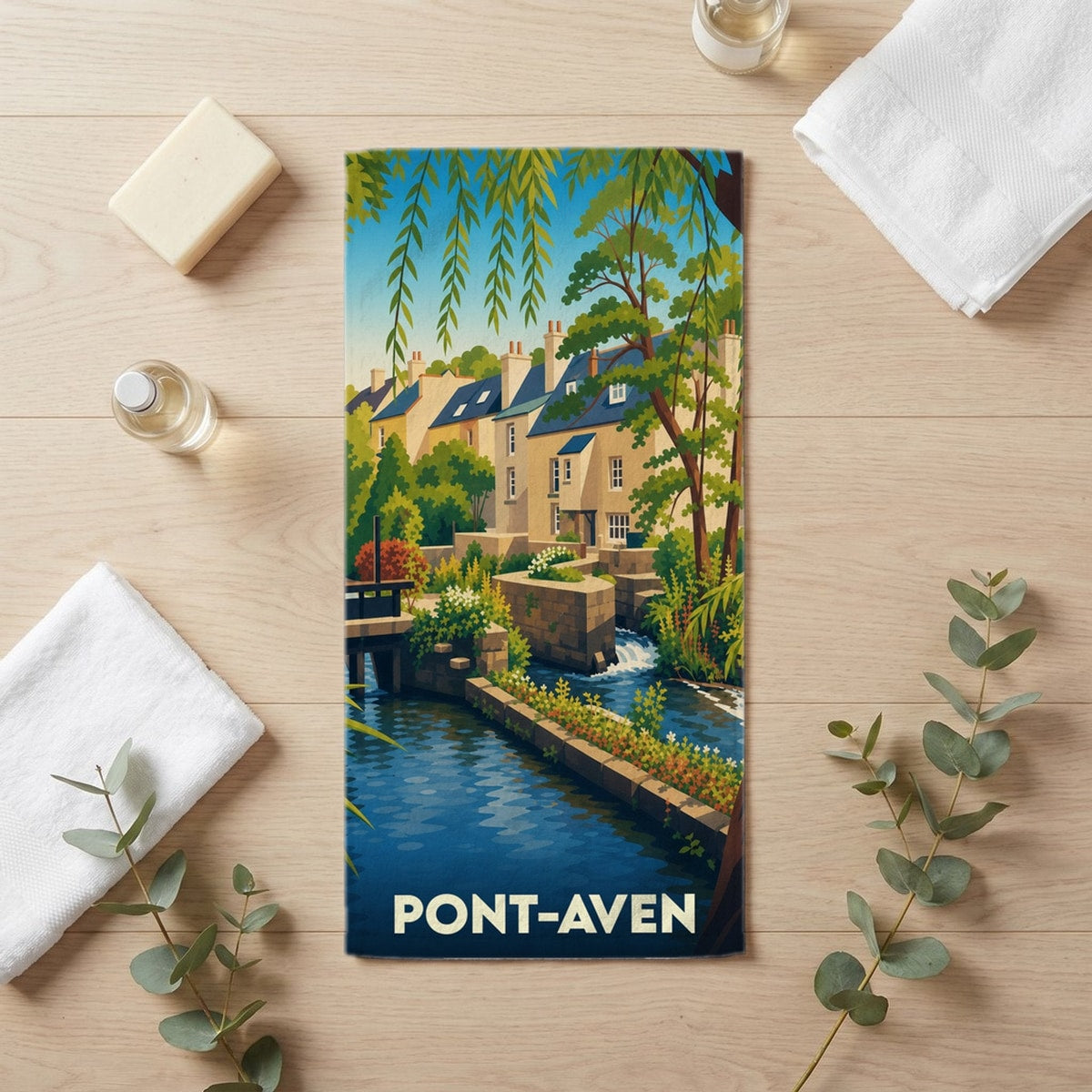 Serviette de bain 30 cm x 60 cm souvenir de Pont-Aven