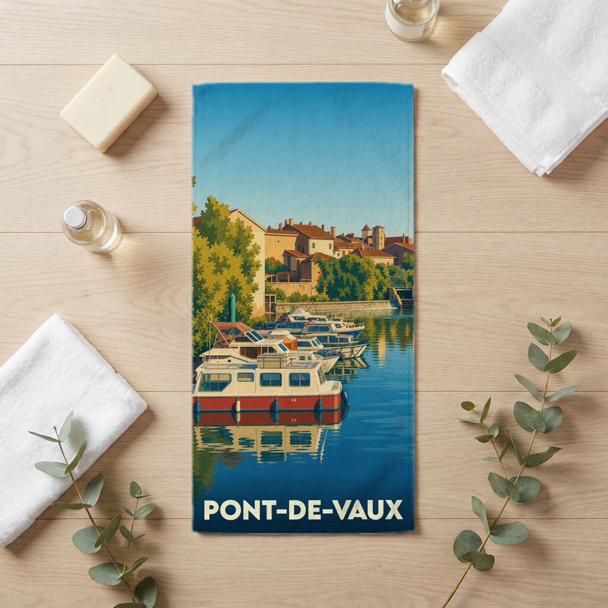 Serviette de bain 30 cm x 60 cm souvenir de Pont-de-Vaux
