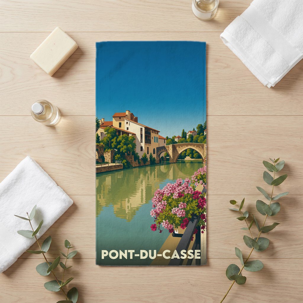 Serviette de bain 30 cm x 60 cm souvenir de Pont-du-Casse