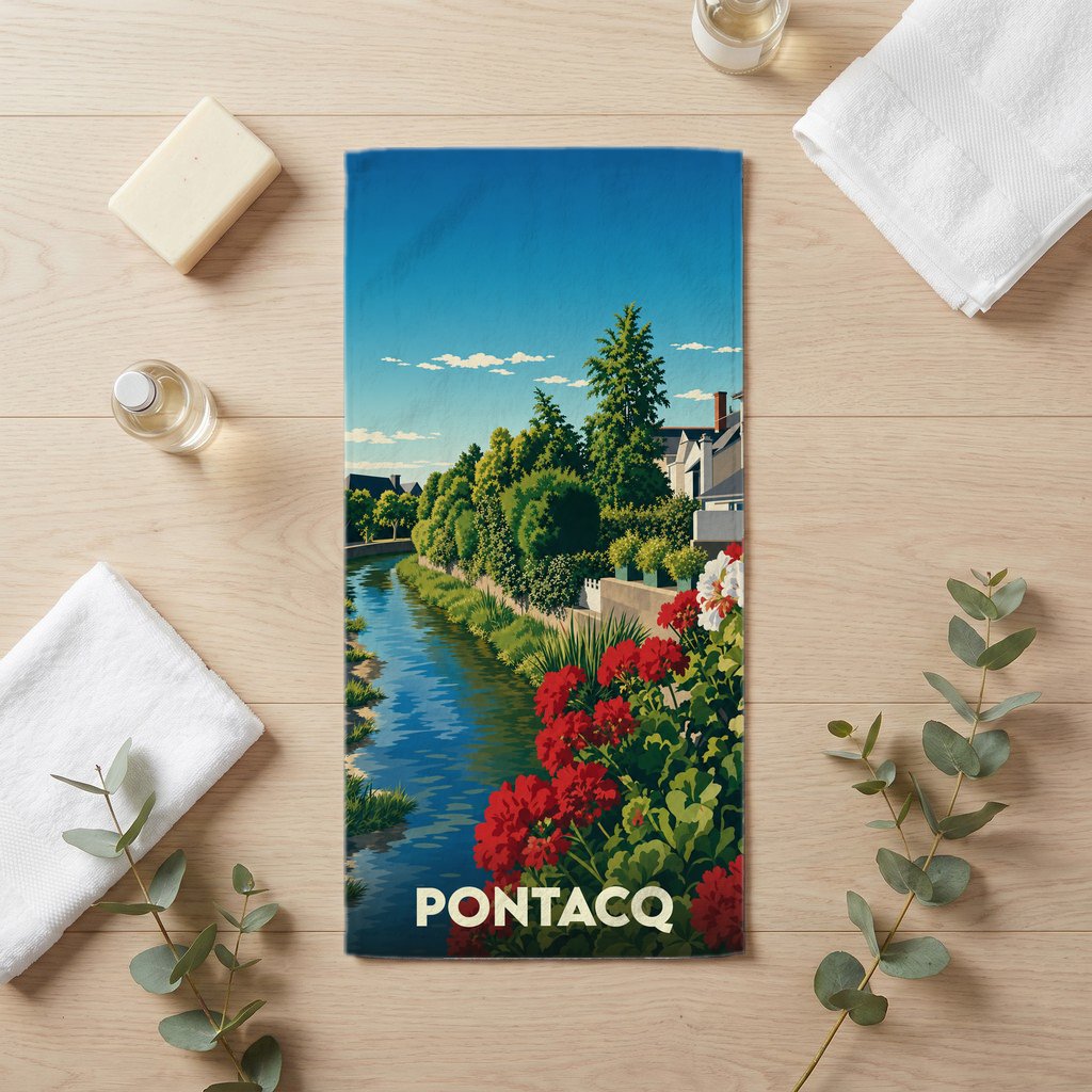 Serviette de bain 30 cm x 60 cm souvenir de Pontacq