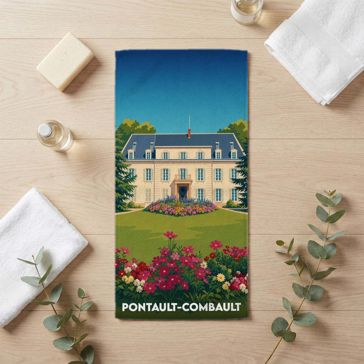 Serviette de bain 30 cm x 60 cm souvenir de Pontault-Combault