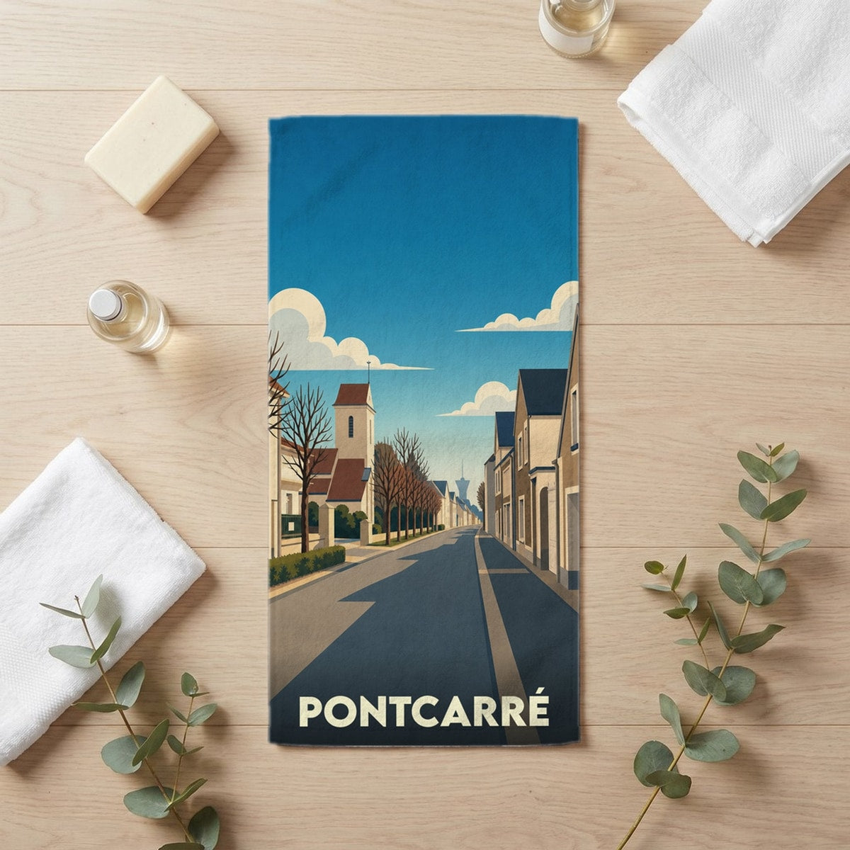 Serviette de bain 30 cm x 60 cm souvenir de Pontcarré