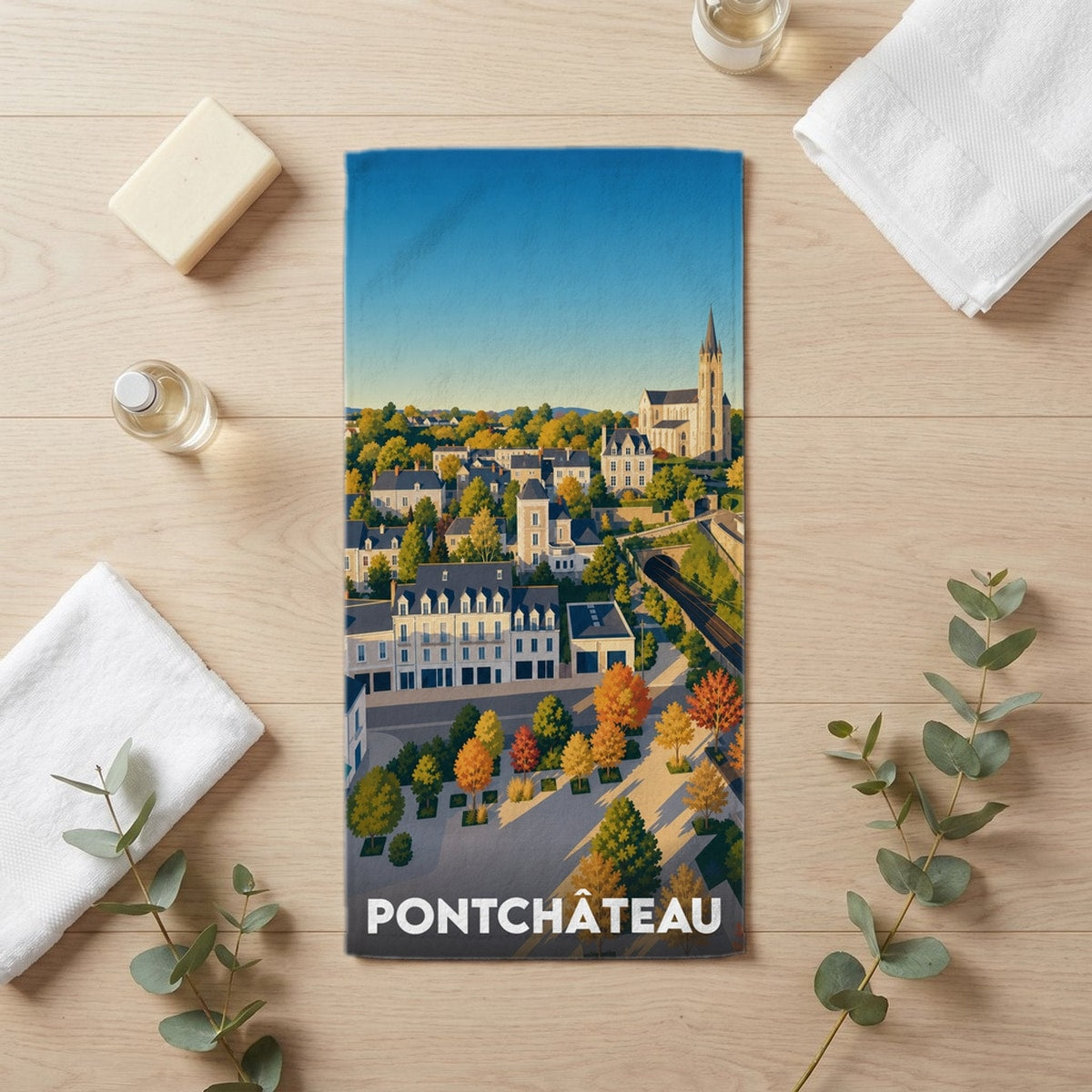 Serviette de bain 30 cm x 60 cm souvenir de Pontchâteau