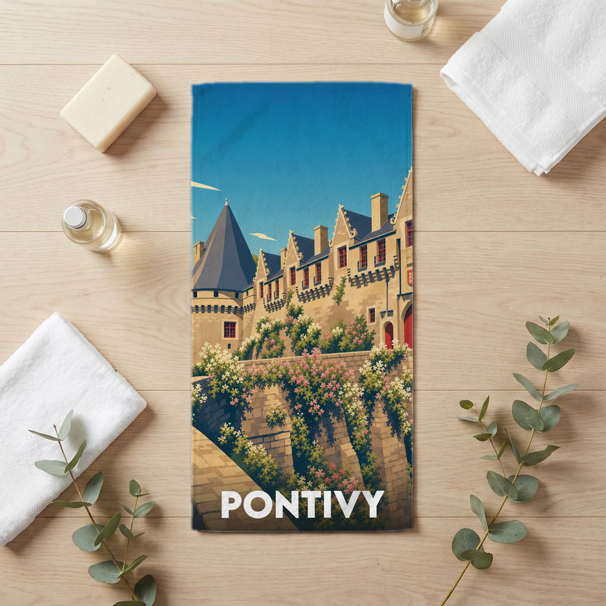Serviette de bain 30 cm x 60 cm souvenir de Pontivy
