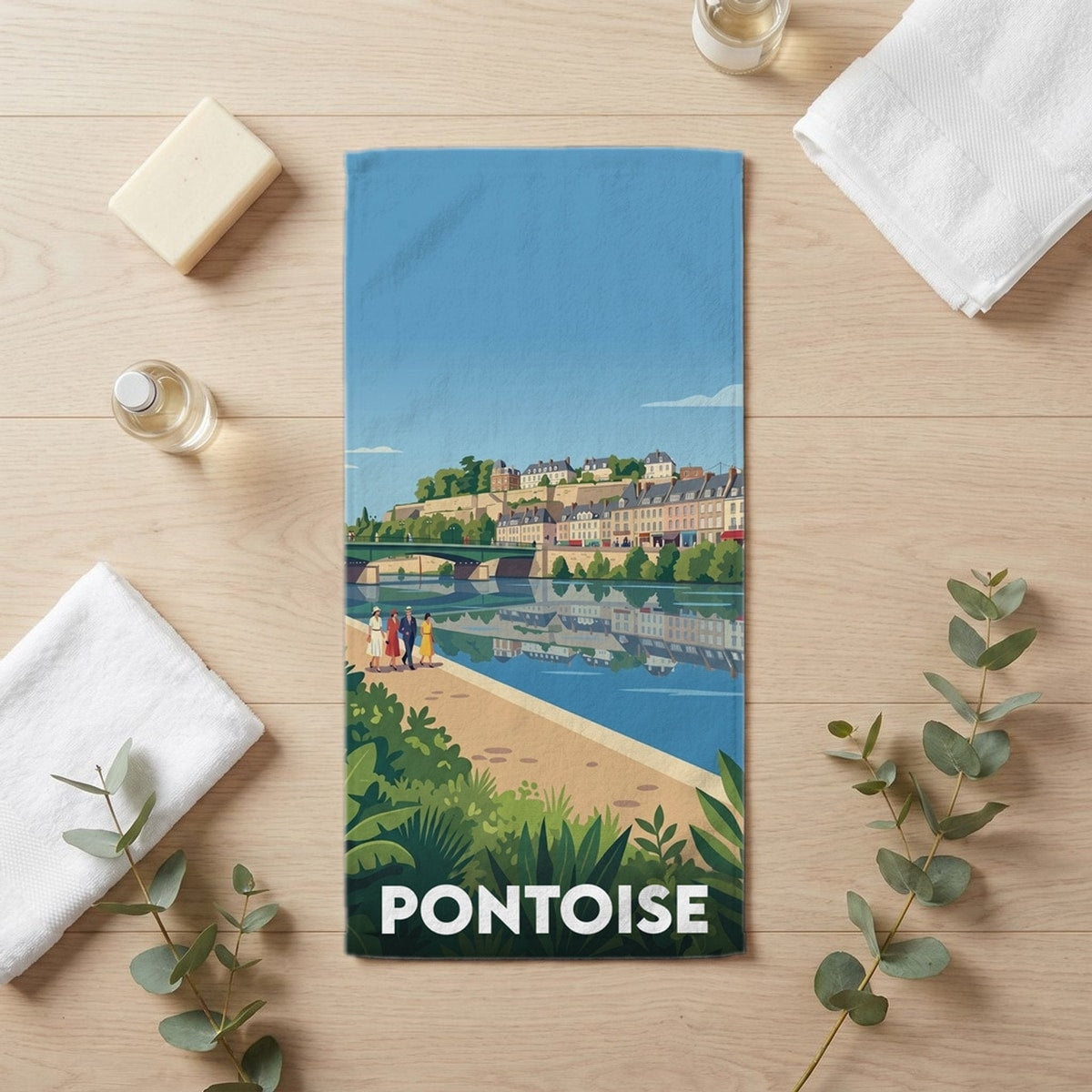 Serviette de bain 30 cm x 60 cm souvenir de Pontoise
