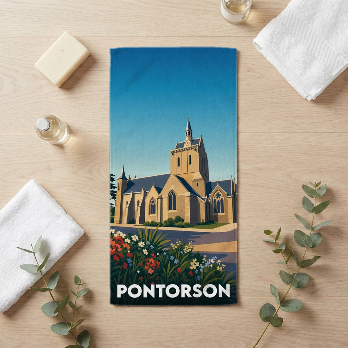 Serviette de bain 30 cm x 60 cm souvenir de Pontorson