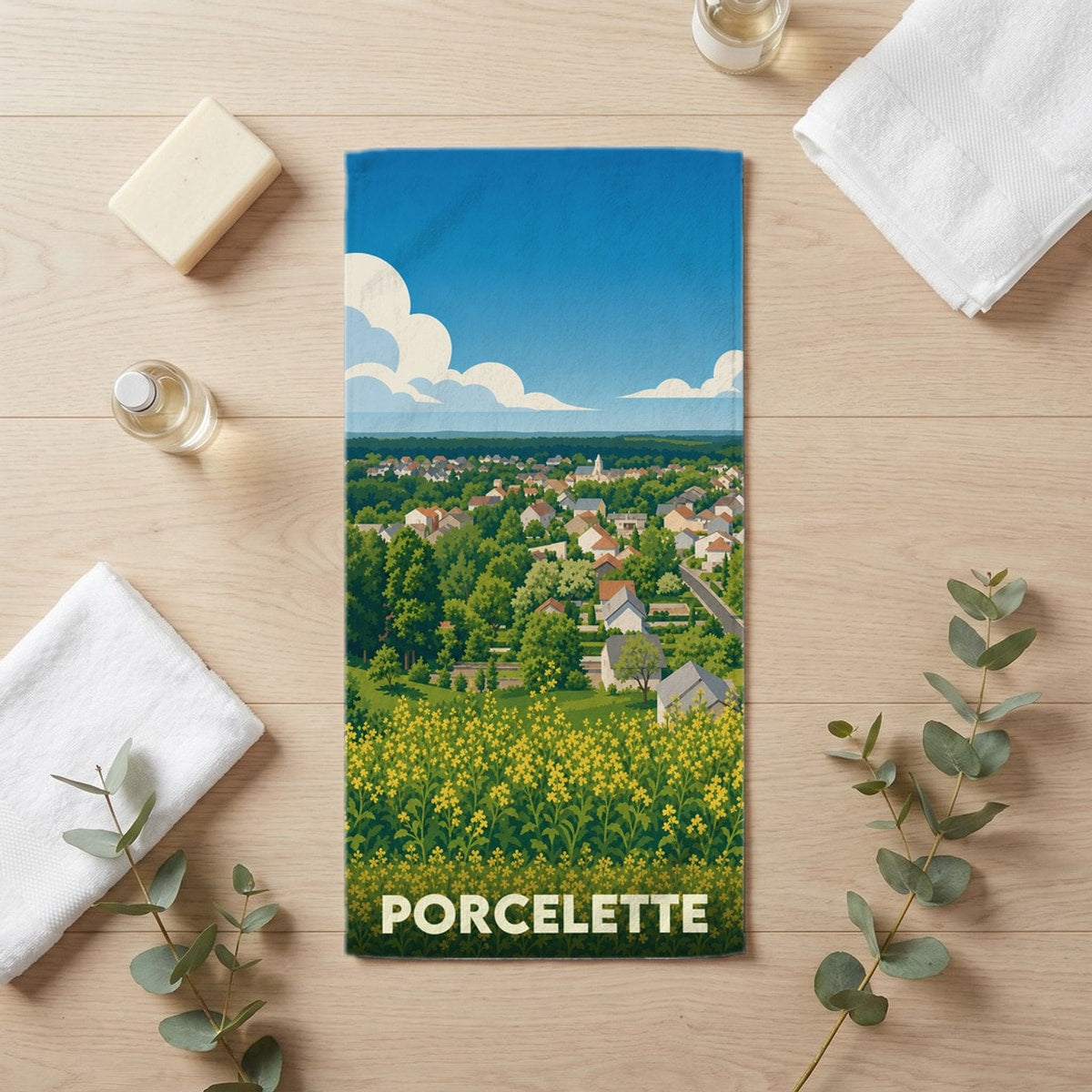 Serviette de bain 30 cm x 60 cm souvenir de Porcelette