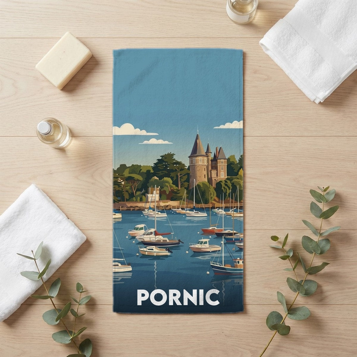 Serviette de bain 30 cm x 60 cm souvenir de Pornic