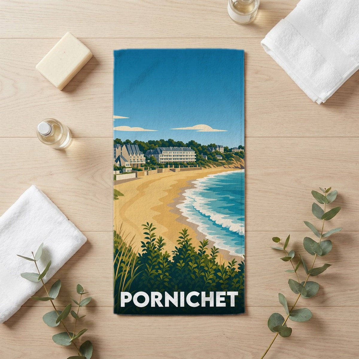 Serviette de bain 30 cm x 60 cm souvenir de Pornichet