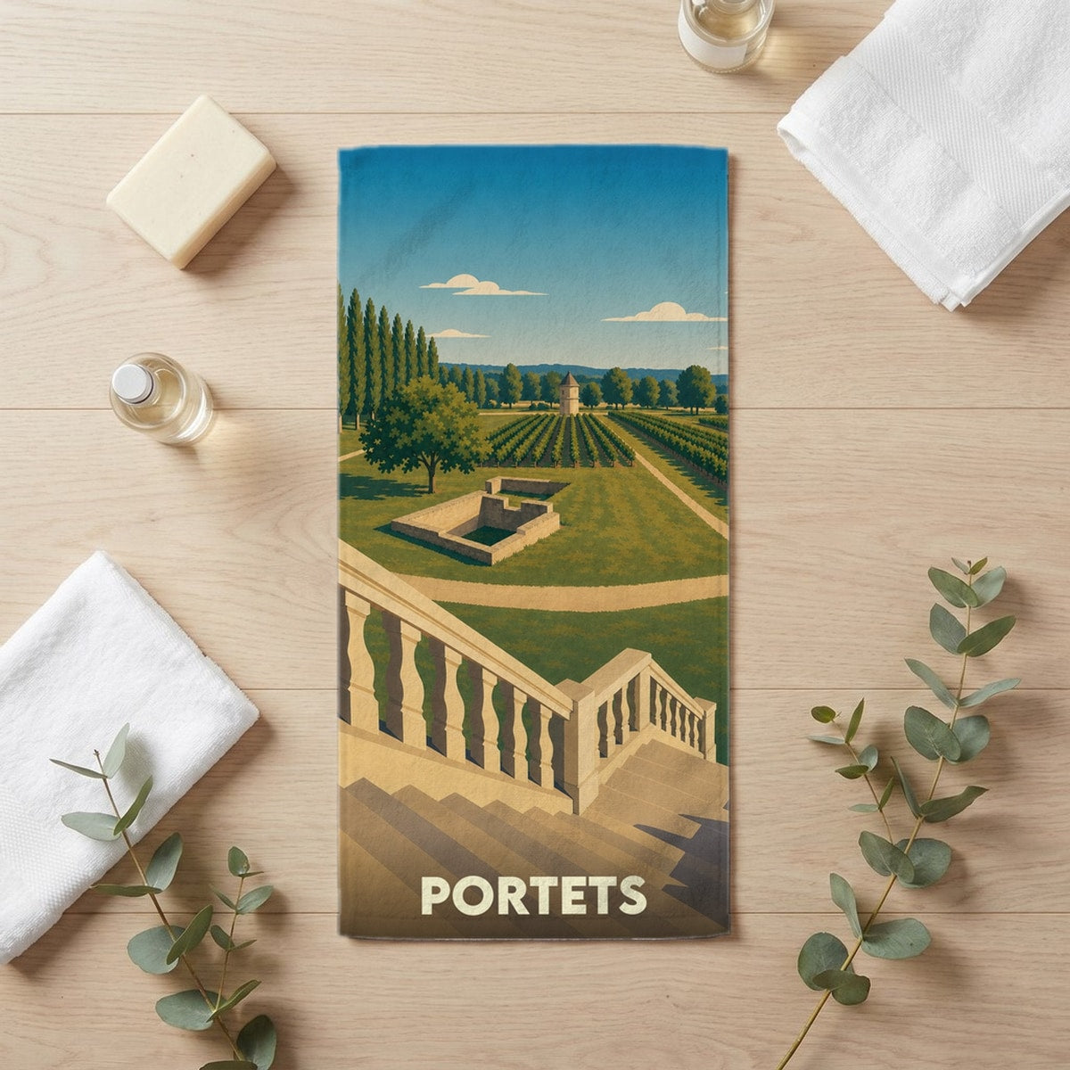 Serviette de bain 30 cm x 60 cm souvenir de Portets