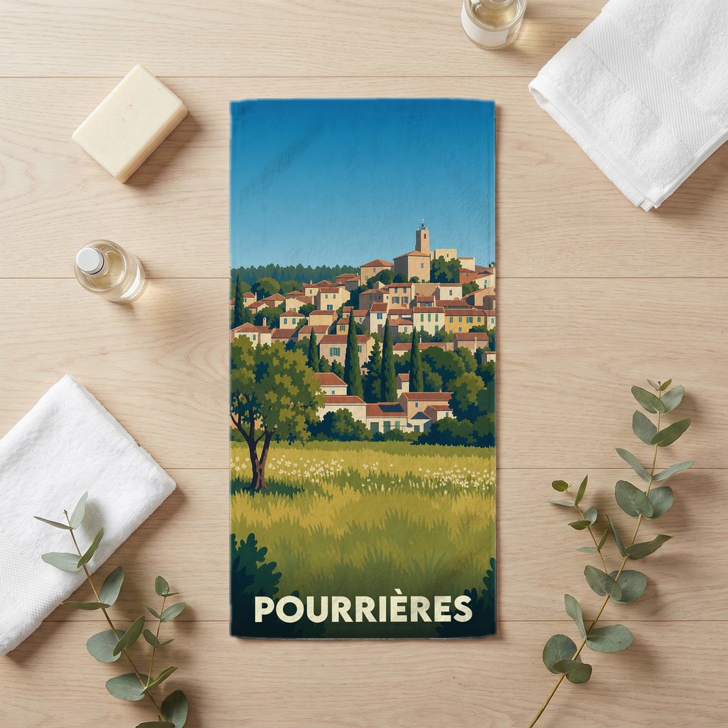 Serviette de bain 30 cm x 60 cm souvenir de Pourrières