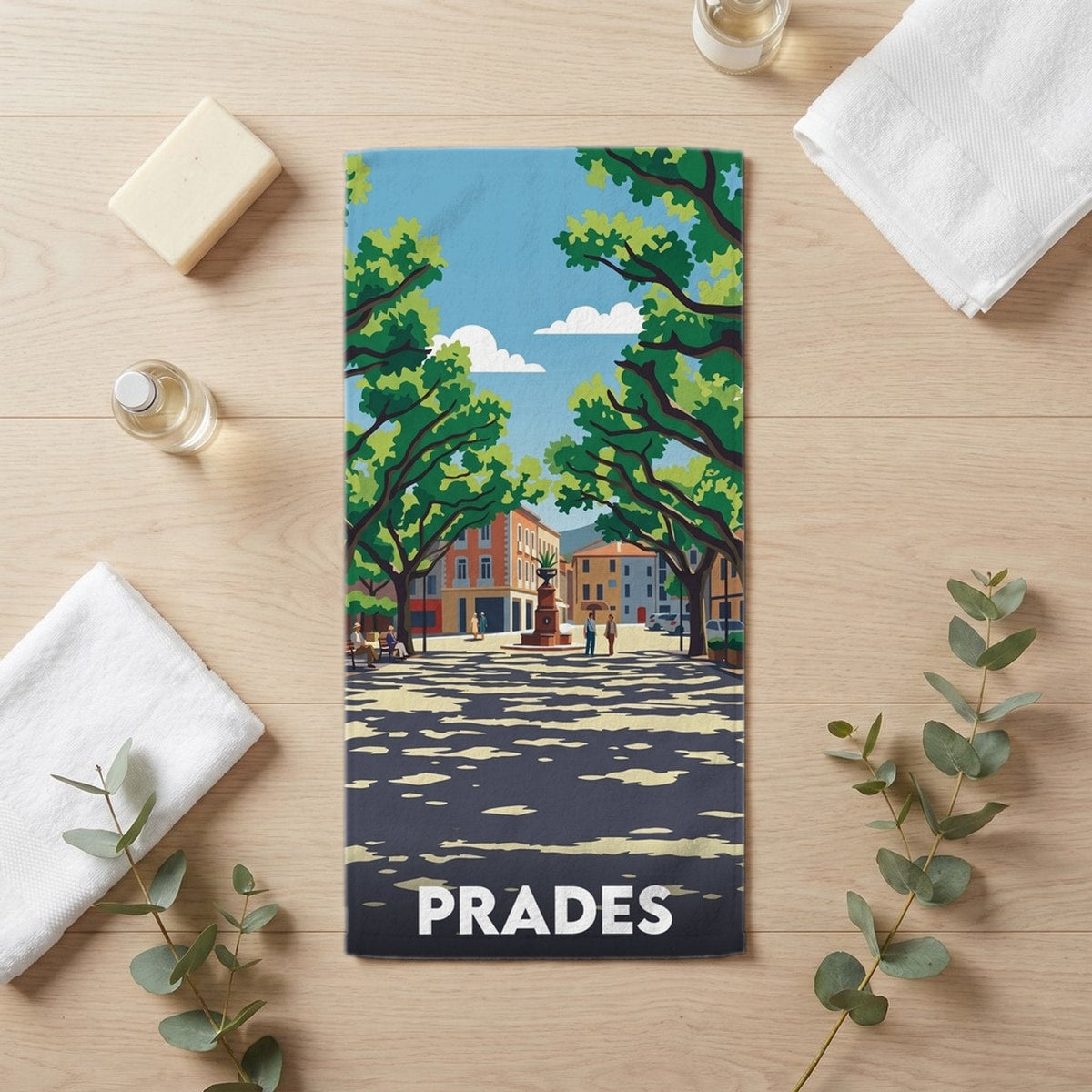 Serviette de bain 30 cm x 60 cm souvenir de Prades