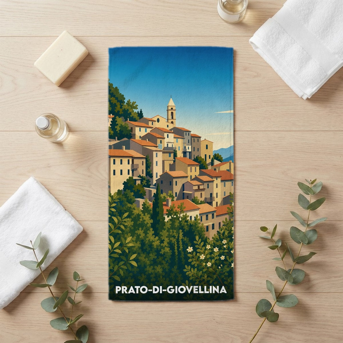 Serviette de bain 30 cm x 60 cm souvenir de Prato-di-Giovellina