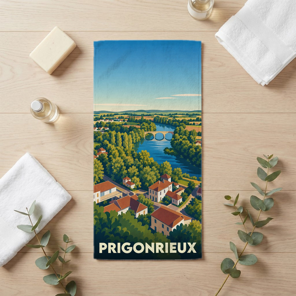 Serviette de bain 30 cm x 60 cm souvenir de Prigonrieux