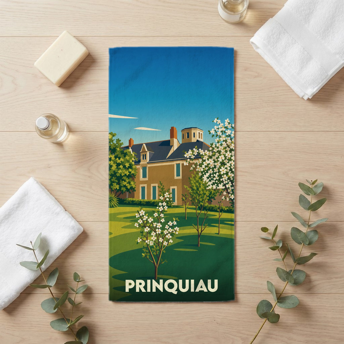 Serviette de bain 30 cm x 60 cm souvenir de Prinquiau