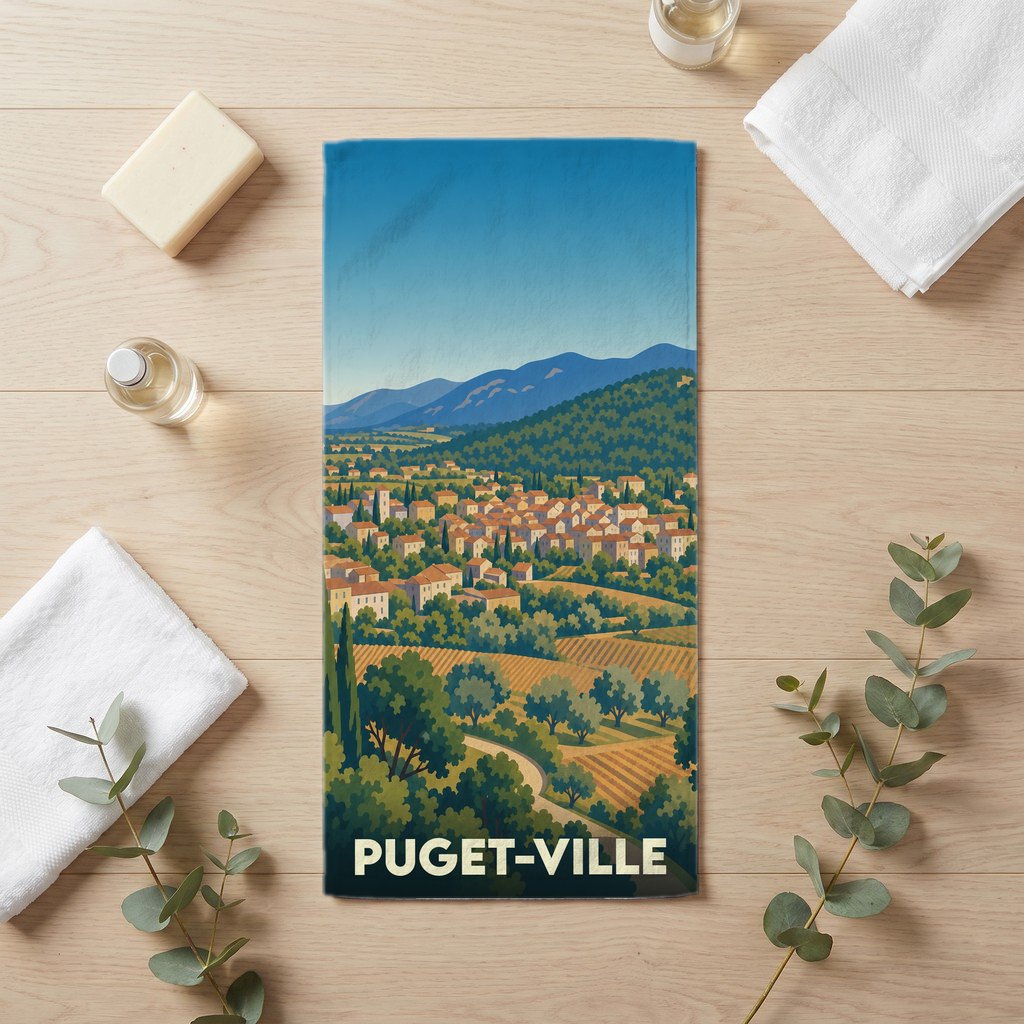 Serviette de bain 30 cm x 60 cm souvenir de Puget-Ville