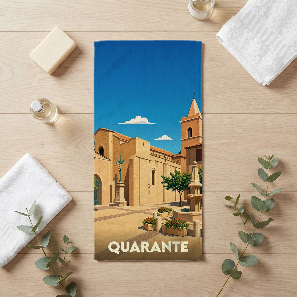 Serviette de bain 30 cm x 60 cm souvenir de Quarante