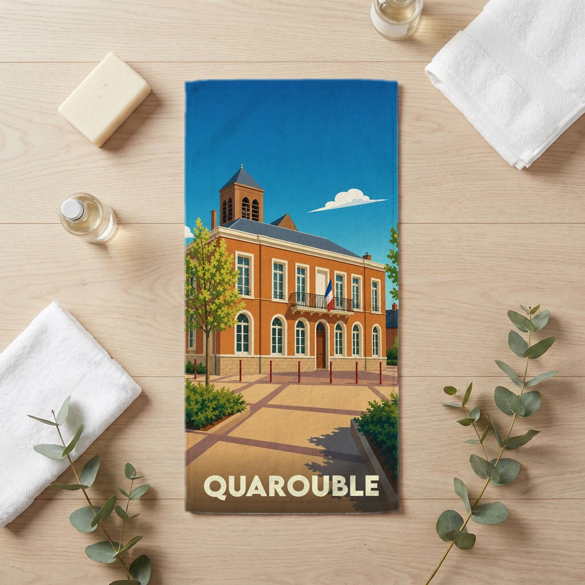Serviette de bain 30 cm x 60 cm souvenir de Quarouble