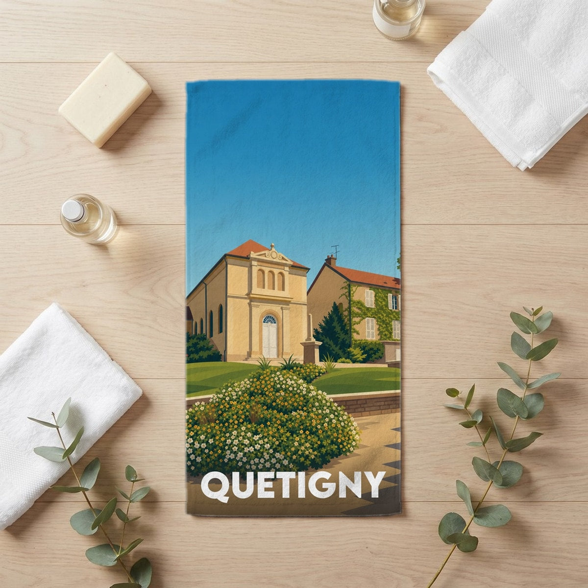 Serviette de bain 30 cm x 60 cm souvenir de Quetigny