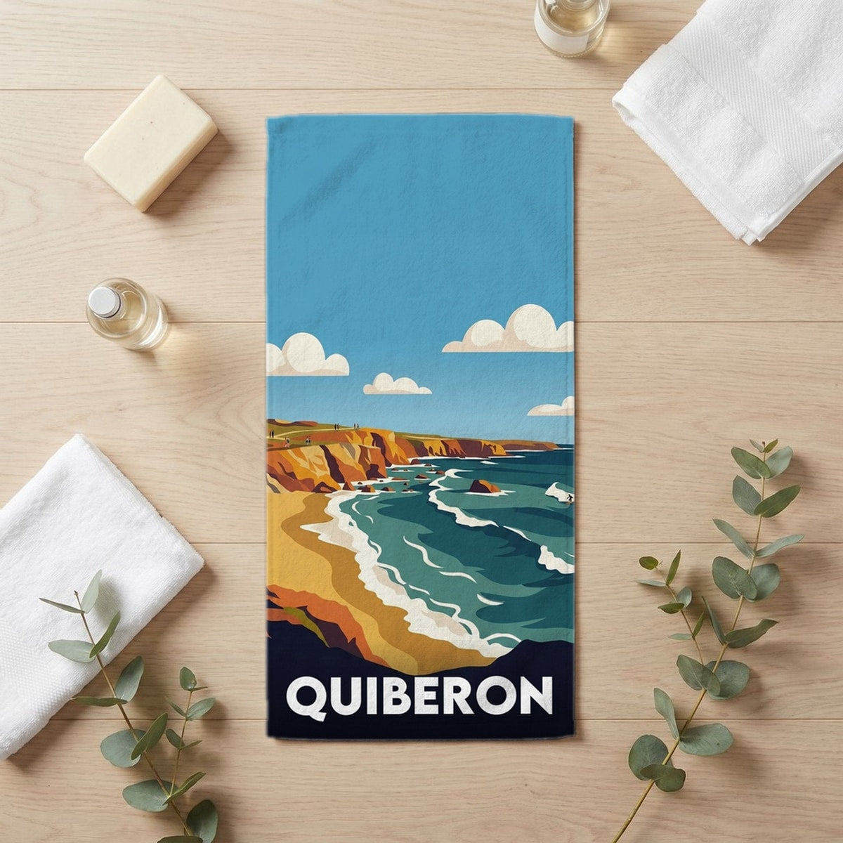 Serviette de bain 30 cm x 60 cm souvenir de Quiberon