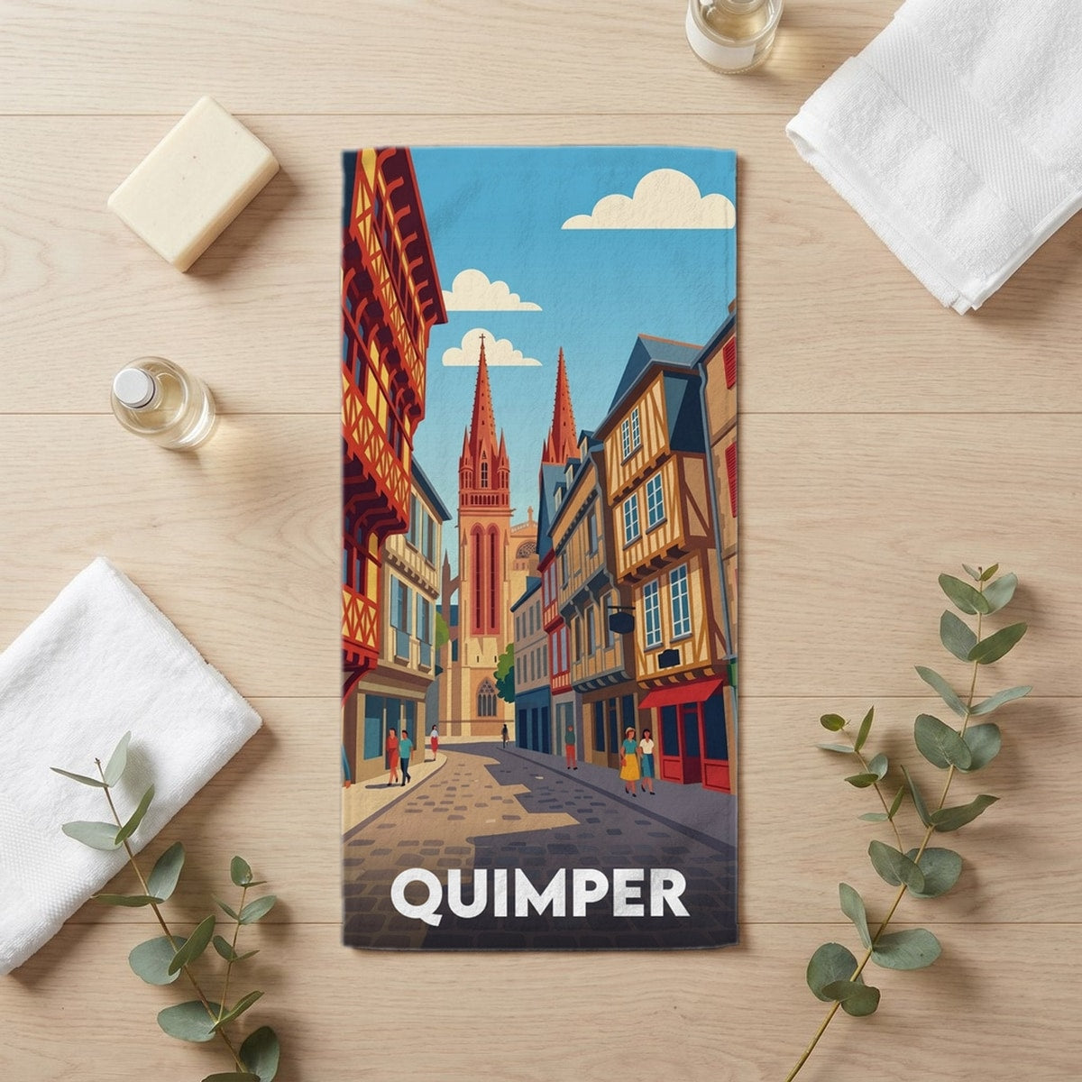 Serviette de bain 30 cm x 60 cm souvenir de Quimper