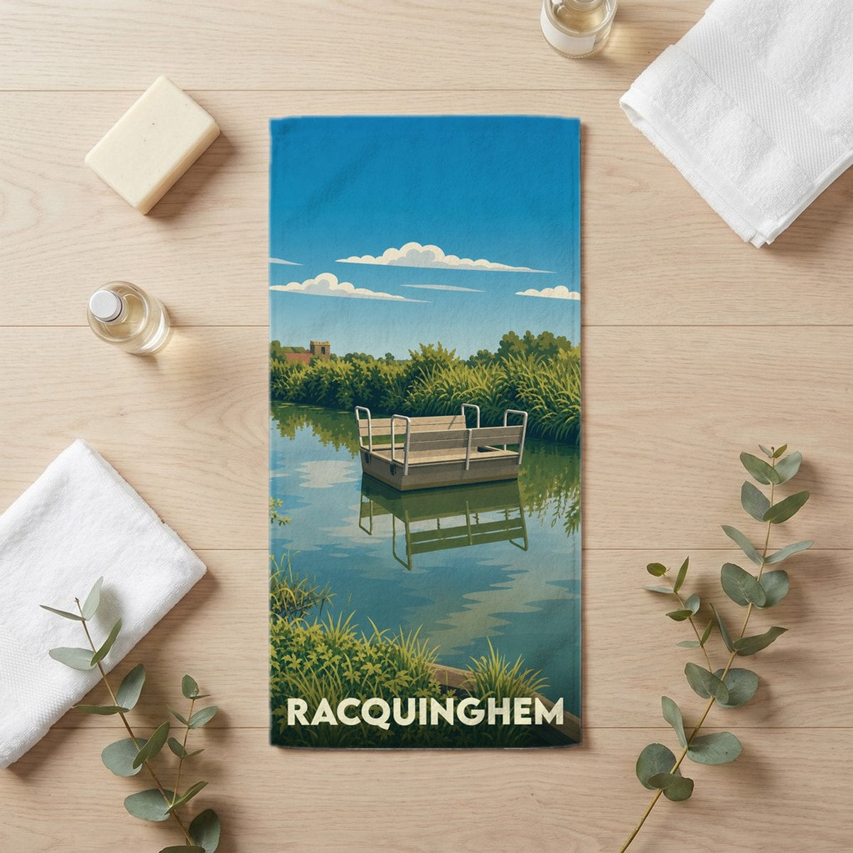 Serviette de bain 30 cm x 60 cm souvenir de Racquinghem