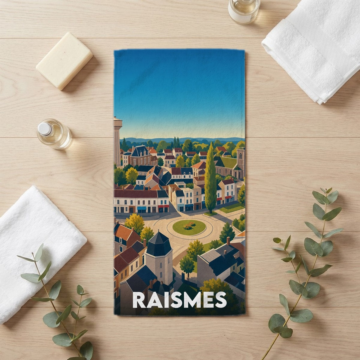 Serviette de bain 30 cm x 60 cm souvenir de Raismes