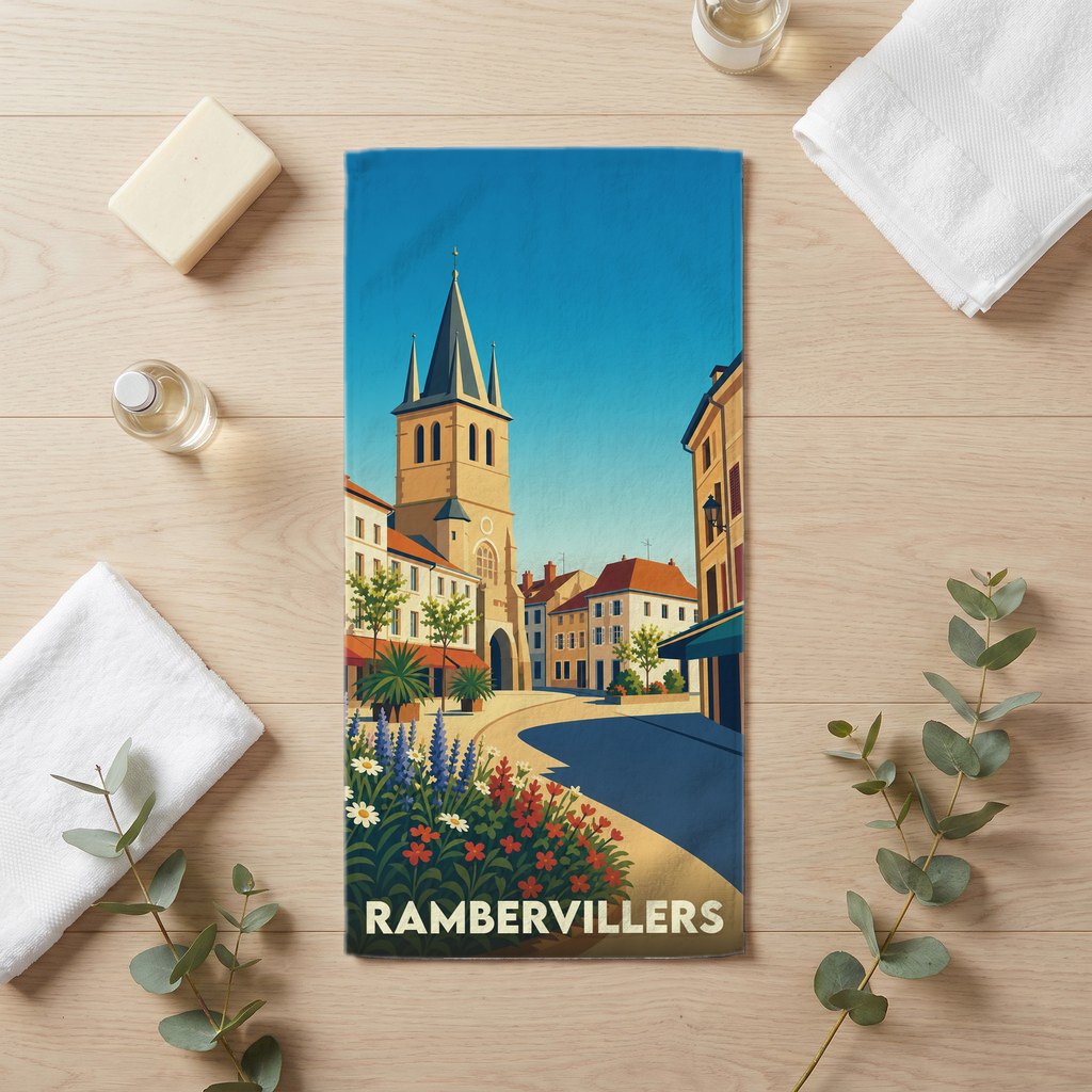 Serviette de bain 30 cm x 60 cm souvenir de Rambervillers
