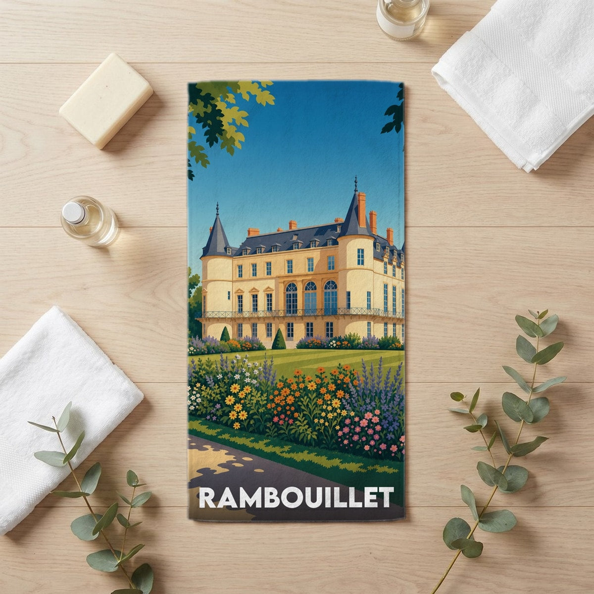 Serviette de bain 30 cm x 60 cm souvenir de Rambouillet