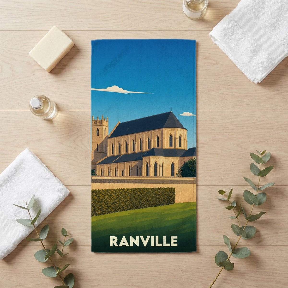 Serviette de bain 30 cm x 60 cm souvenir de Ranville