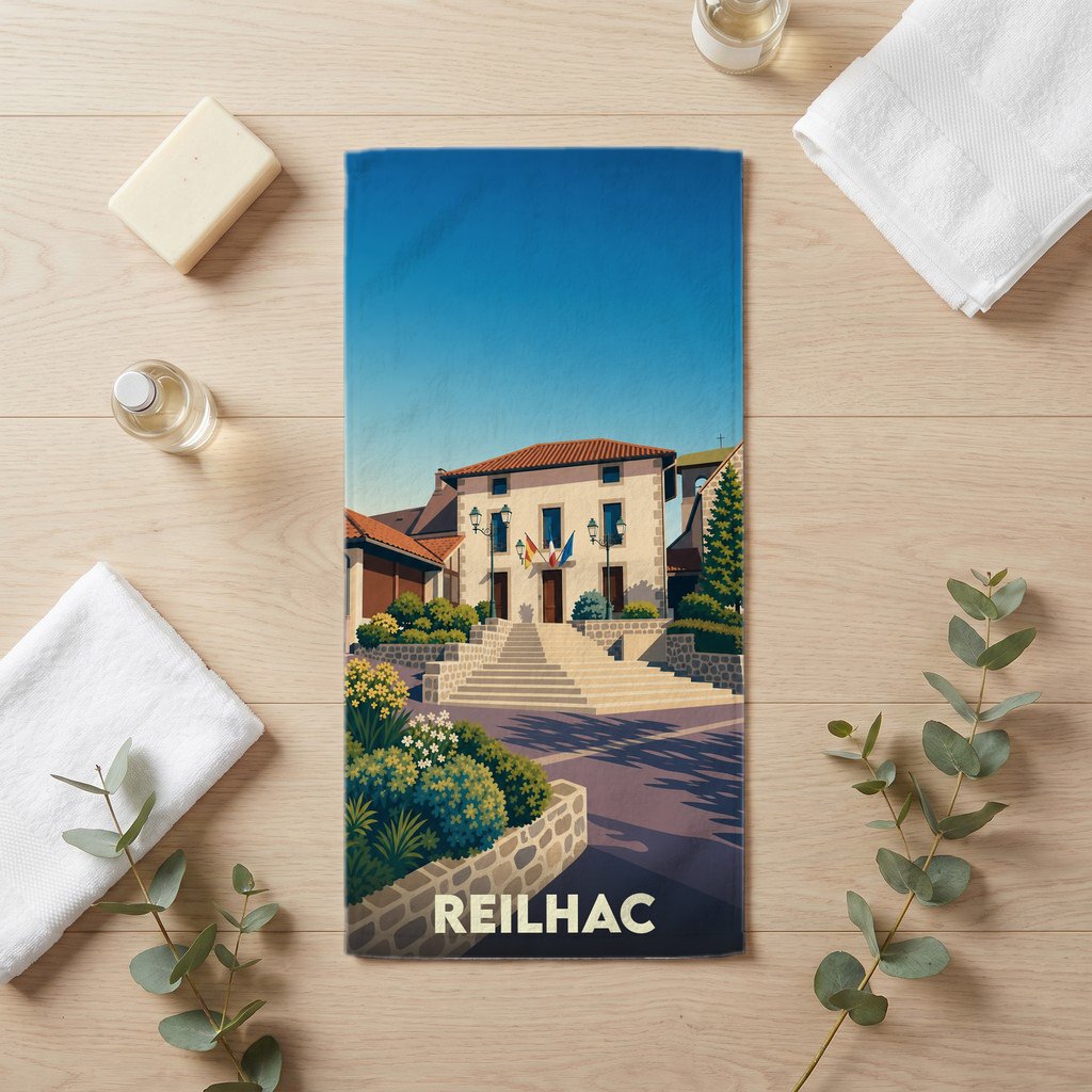 Serviette de bain 30 cm x 60 cm souvenir de Reilhac
