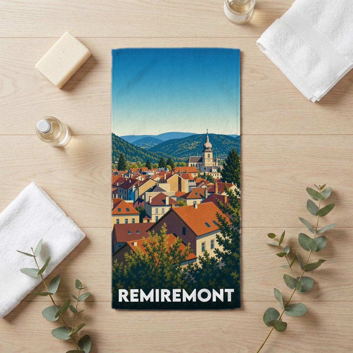 Serviette de bain 30 cm x 60 cm souvenir de Remiremont