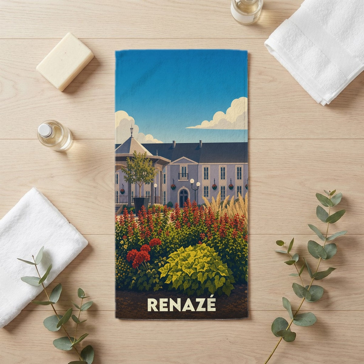 Serviette de bain 30 cm x 60 cm souvenir de Renazé