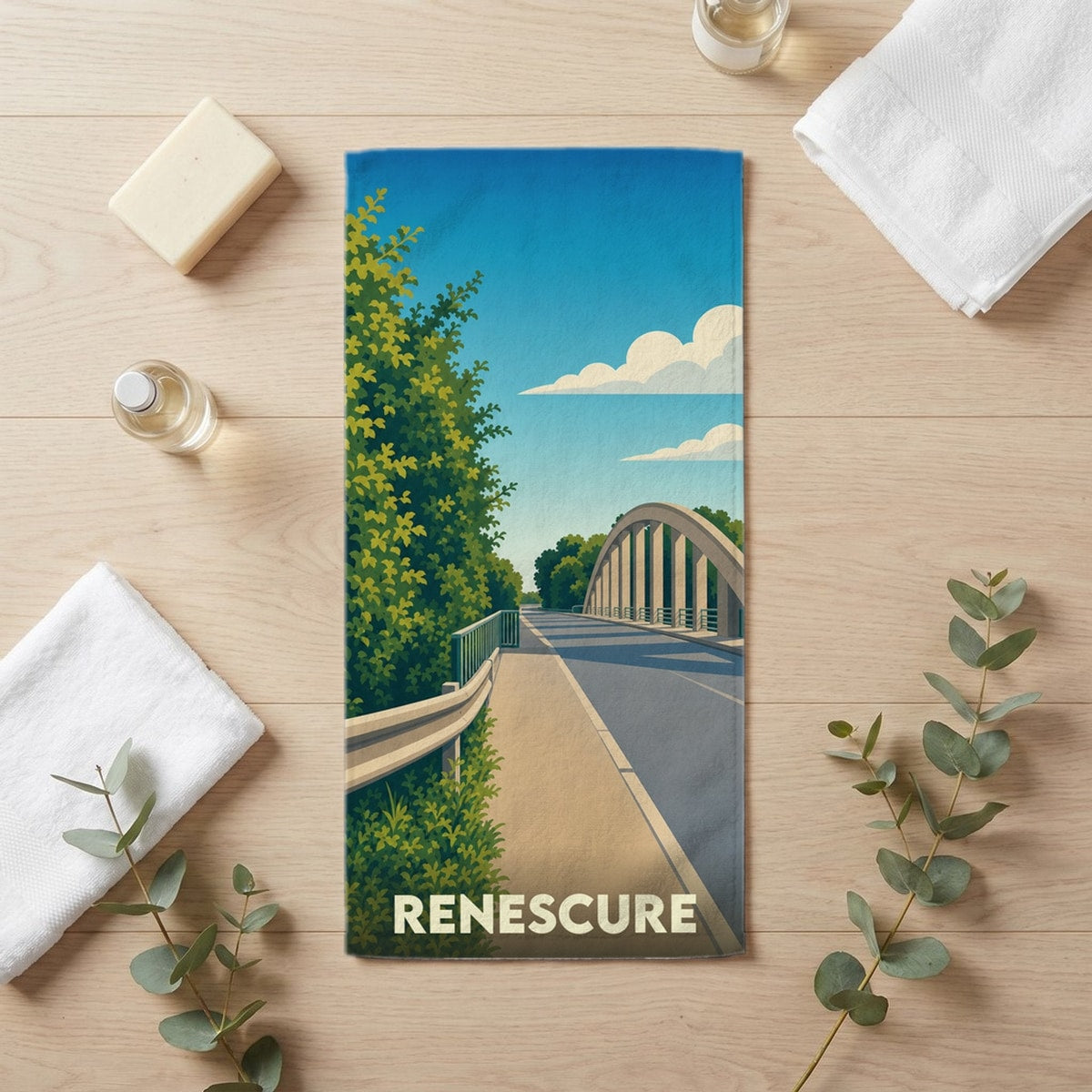 Serviette de bain 30 cm x 60 cm souvenir de Renescure
