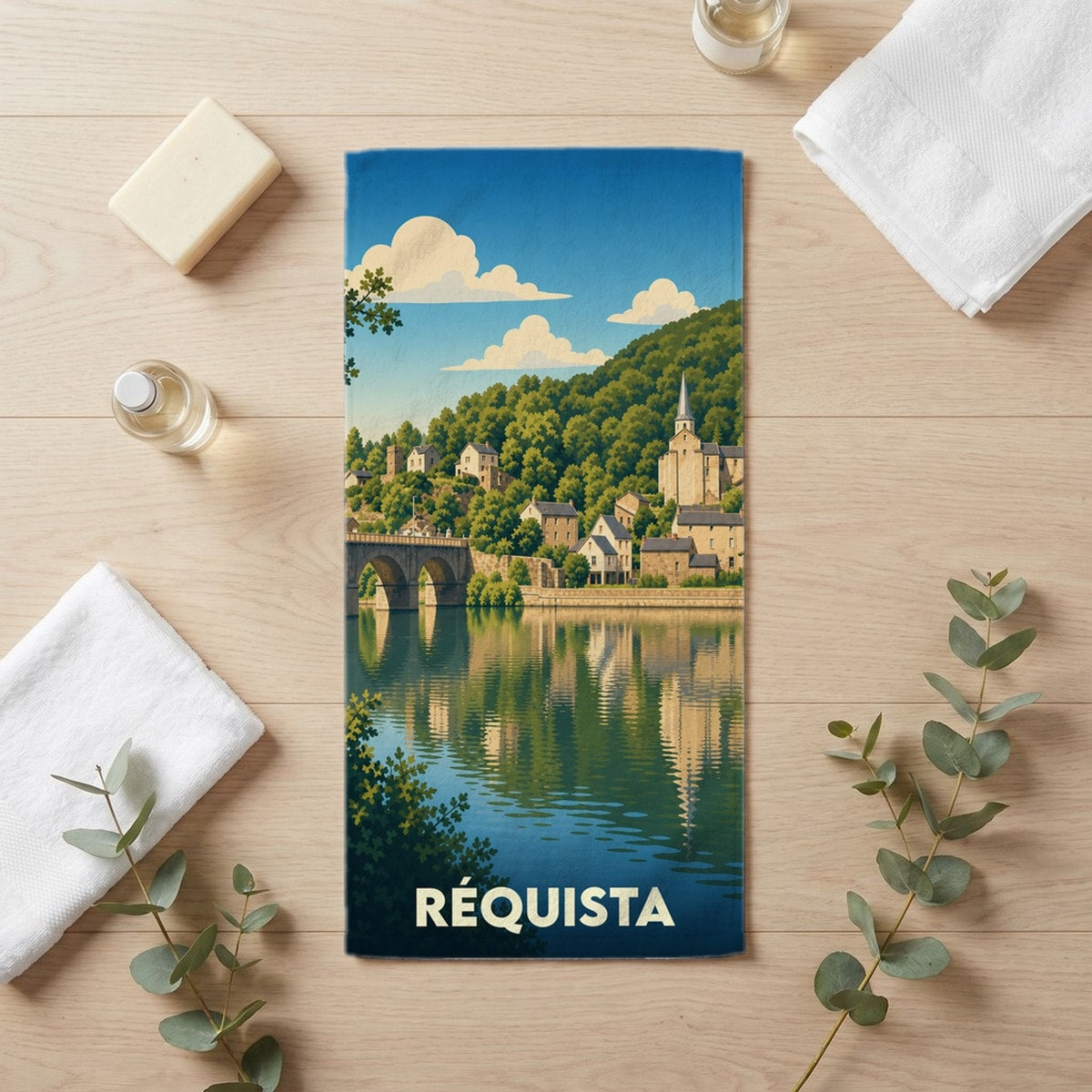 Serviette de bain 30 cm x 60 cm souvenir de Réquista