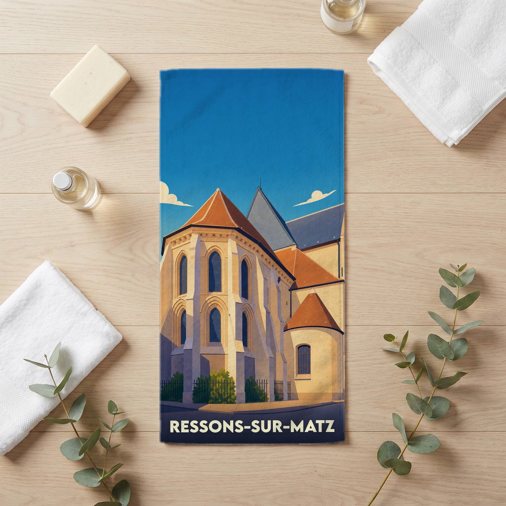 Serviette de bain 30 cm x 60 cm souvenir de Ressons-sur-Matz