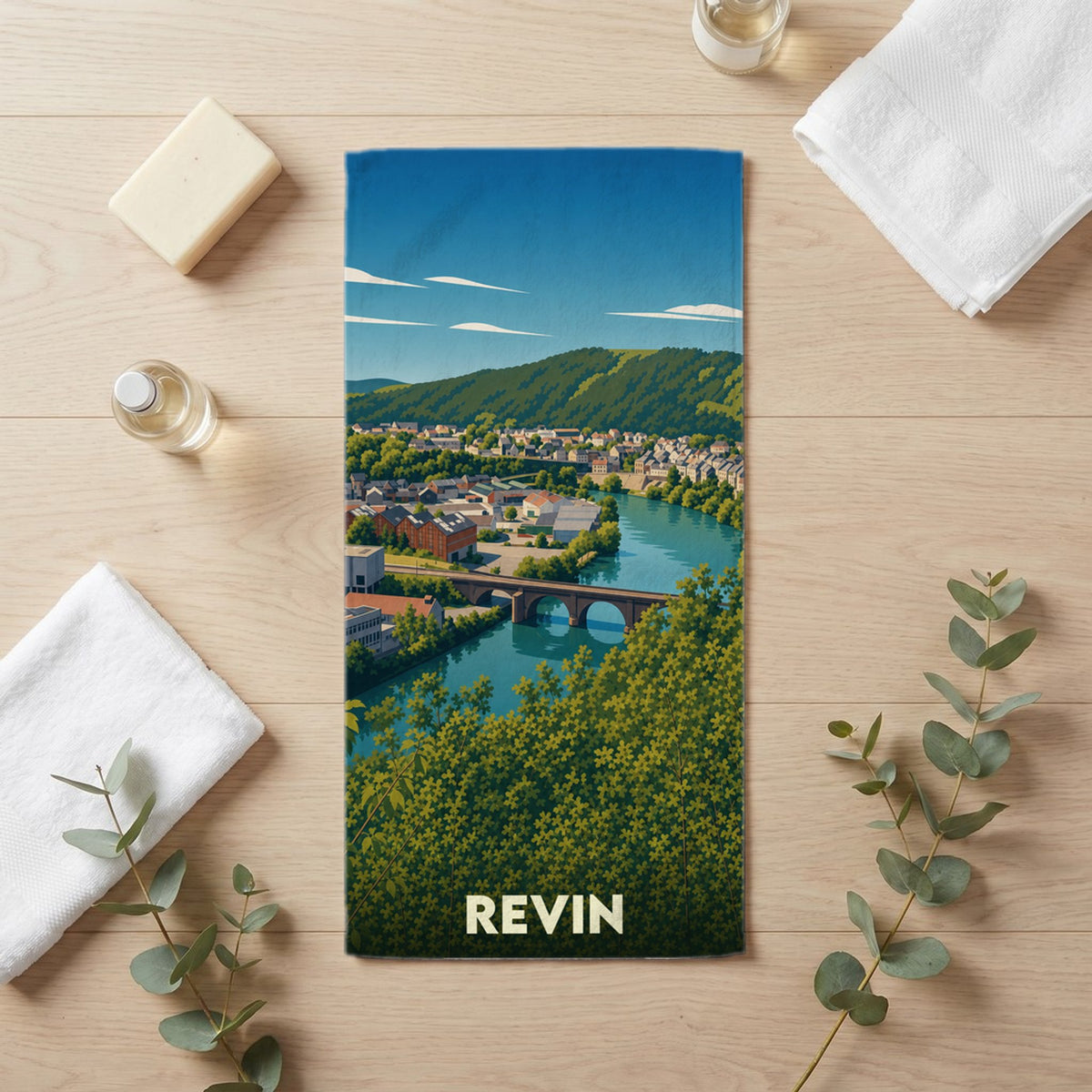Serviette de bain 30 cm x 60 cm souvenir de Revin