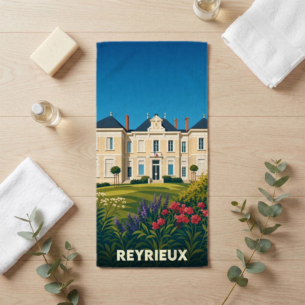 Serviette de bain 30 cm x 60 cm souvenir de Reyrieux