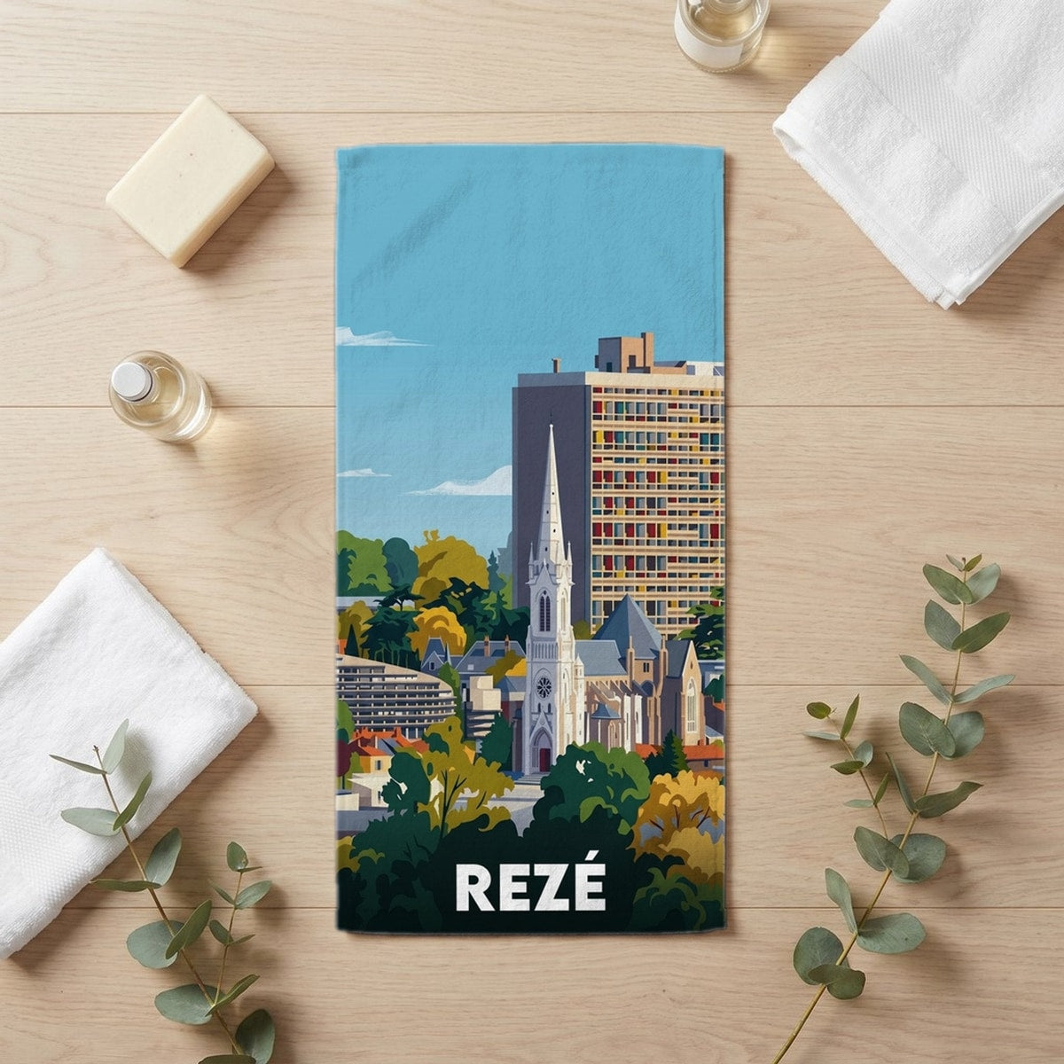 Serviette de bain 30 cm x 60 cm souvenir de Rezé
