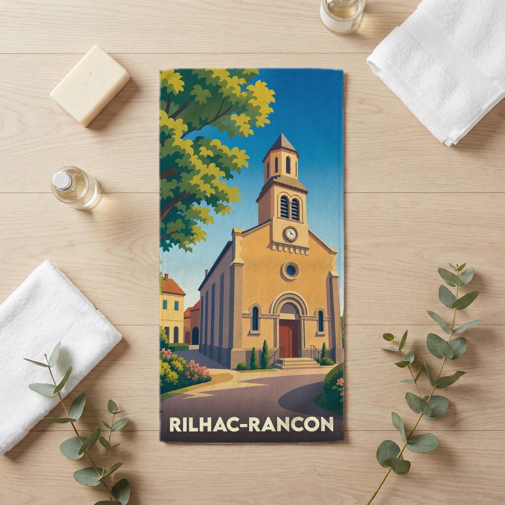Serviette de bain 30 cm x 60 cm souvenir de Rilhac-Rancon