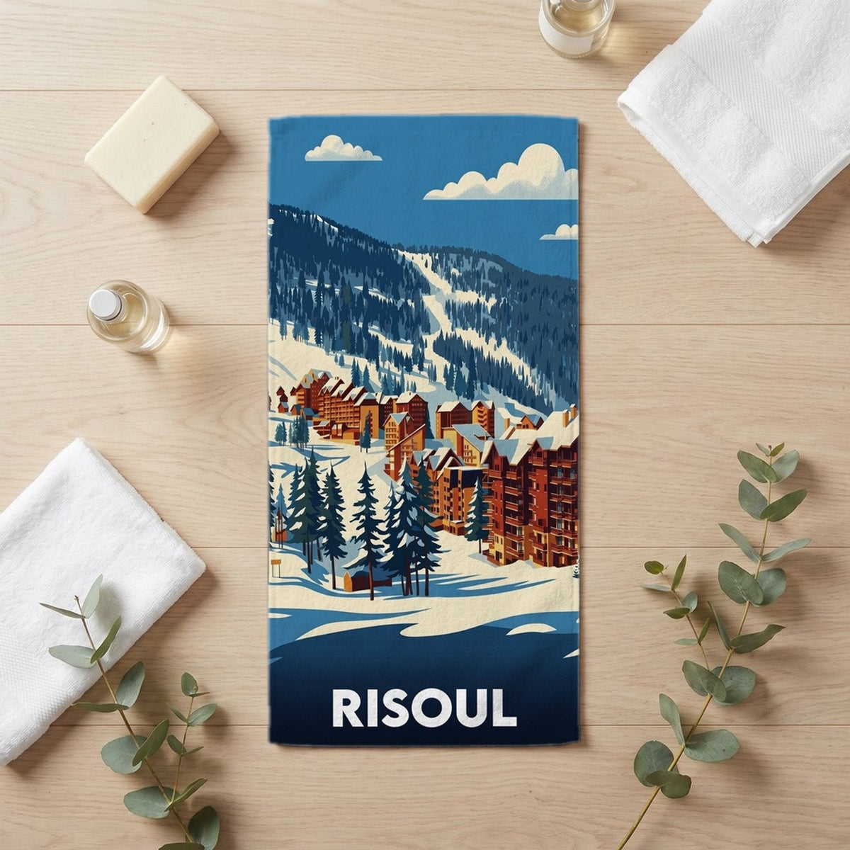 Serviette de bain 30 cm x 60 cm souvenir de Risoul