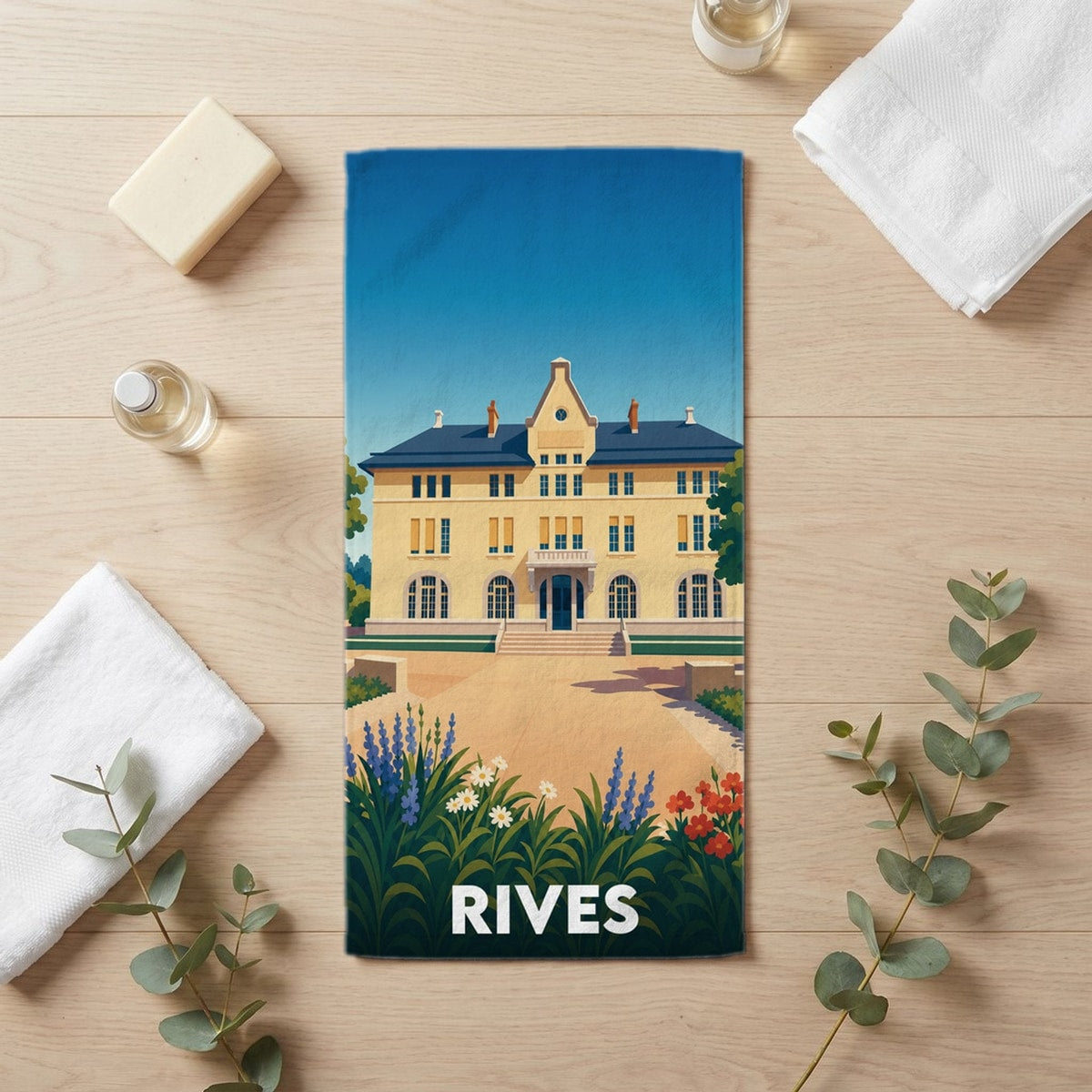 Serviette de bain 30 cm x 60 cm souvenir de Rives